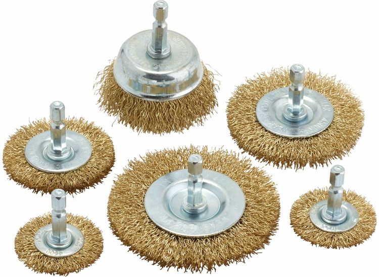 Draper 07436 Brassed Steel Crimped Wire Brush Set (6 Piece)