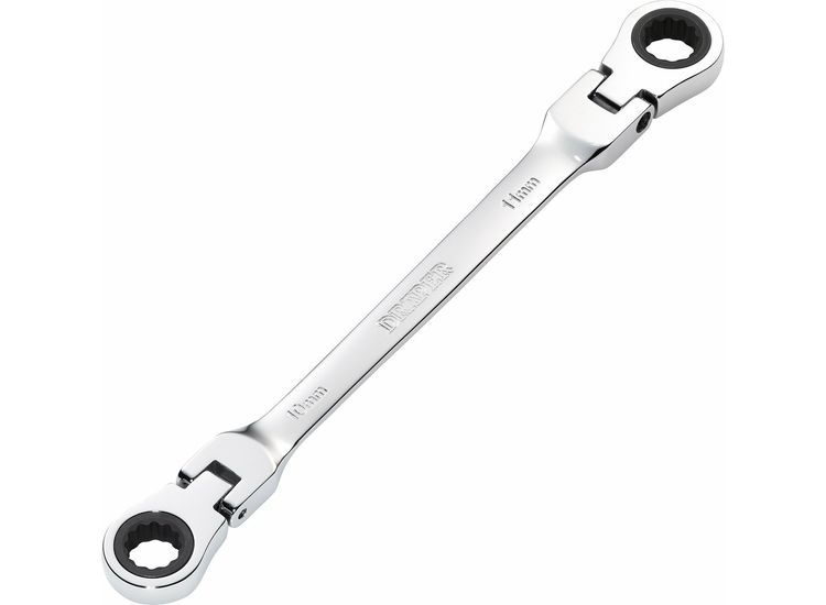 Draper 27745 Draper HI-TORQ&amp;#174; Metric Flexible Head Double Ring Ratchet Spanner, 10 x 11mm