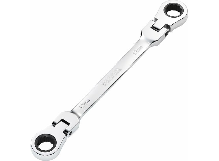 Draper 27746 Draper HI-TORQ&amp;#174; Metric Flexible Head Double Ring Ratchet Spanner, 12 x 13mm
