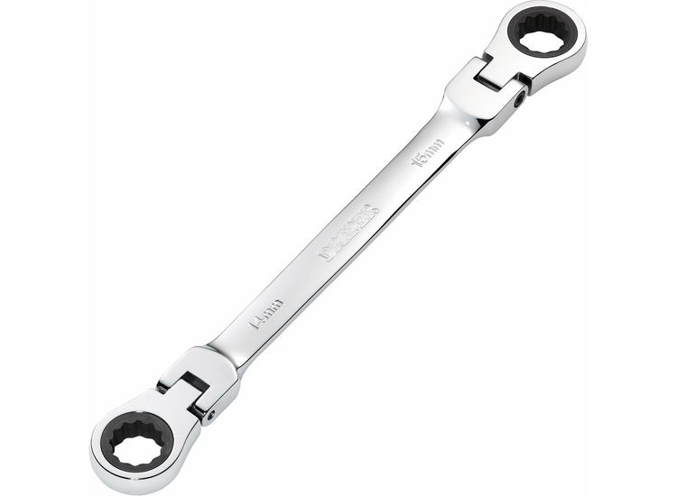 Draper 27747 Draper HI-TORQ&amp;#174; Metric Flexible Head Double Ring Ratchet Spanner, 14 x 15mm