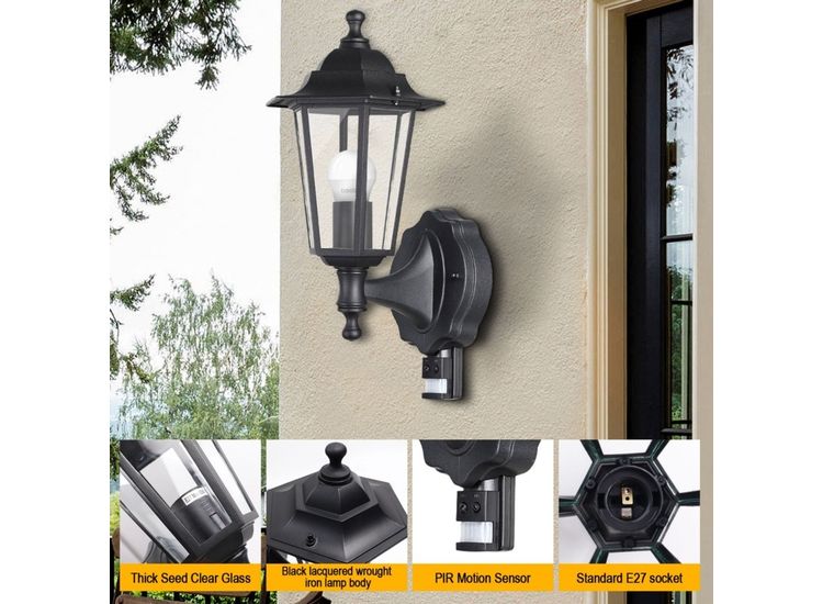 Extrastar A11820SB Vntg Wall Light W/E27 L/H W/Pir