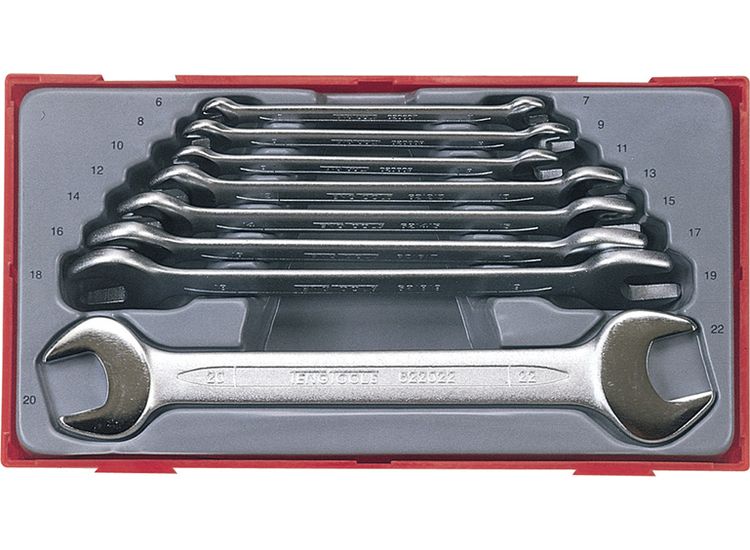 Teng TT6208 Metric Open End Spanner Set, 8 Piece