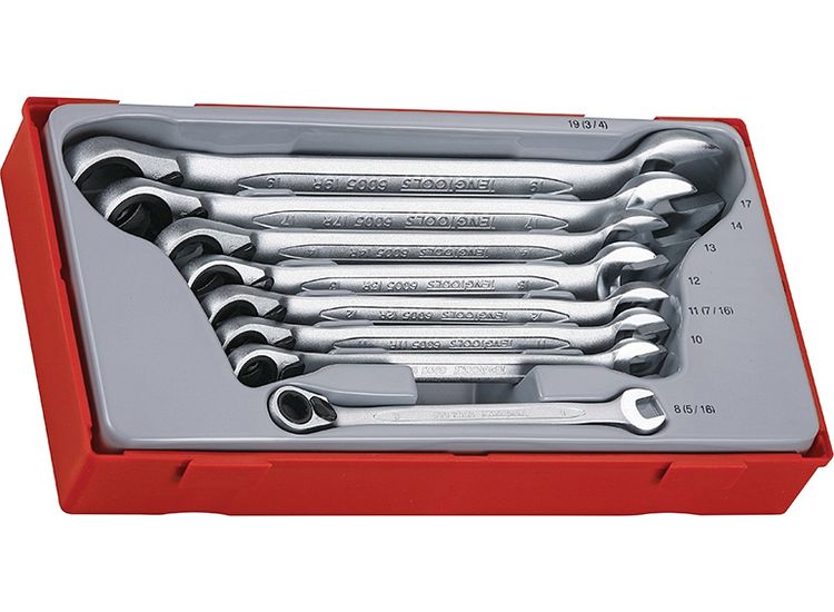 Teng TT6508R Metric Ratchet Combination Spanner Set, 8 Piece