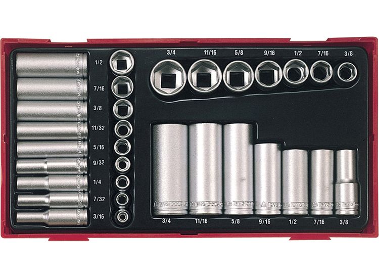 Teng TTAF32 Regular/Deep Socket Set, 32 Piece - 1/4 &amp; 3/8in Drive