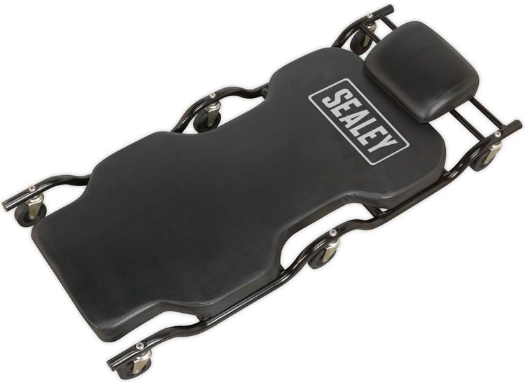 Sealey Steel Creeper with 6 Wheels &amp; Headrest Deluxe