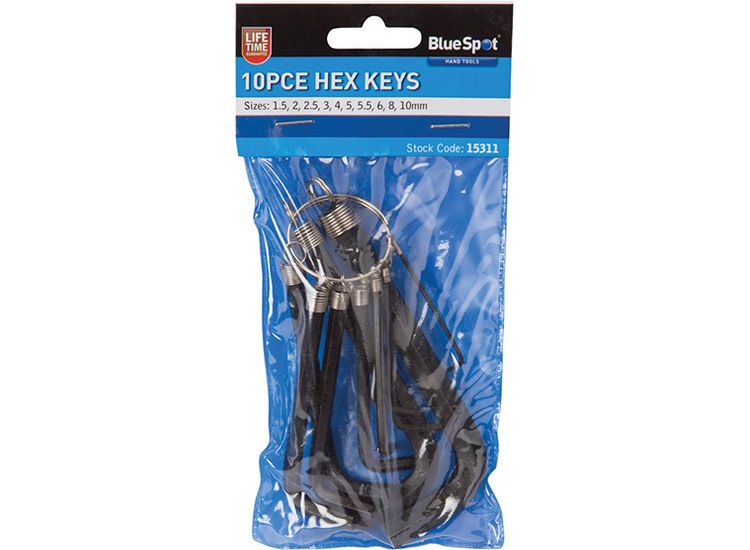 BlueSpot Tools Hexagon Key Set, 10 Piece