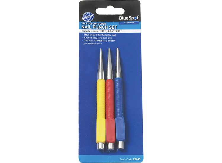 BlueSpot Tools Nail Punch Set, 3 Piece