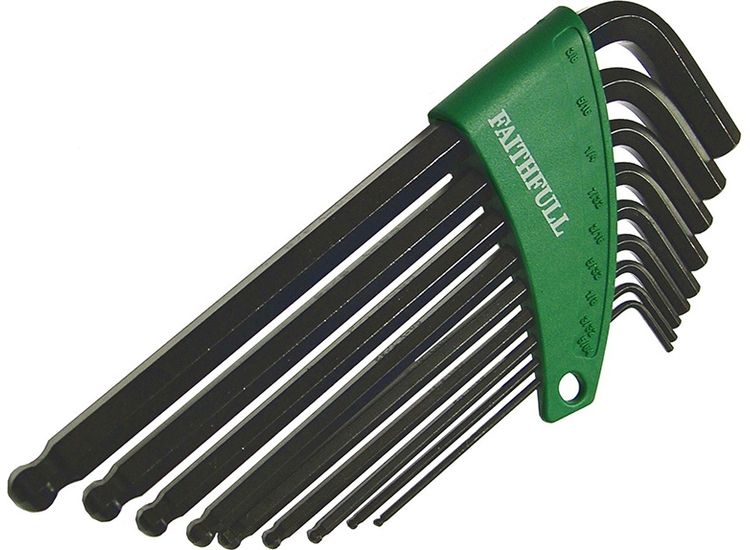 Faithfull Imperial Ball End Long Arm Hexagon Key Set, 9 Piece