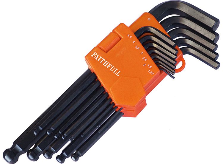 Faithfull Metric Ball End Long Arm Hexagon Key Set, 13 Piece