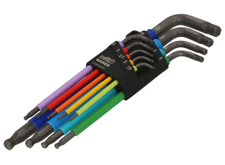 Bahco C1997LM/9P Metric Long Ball End Coloured Hex L-Key Set, 9 Piece