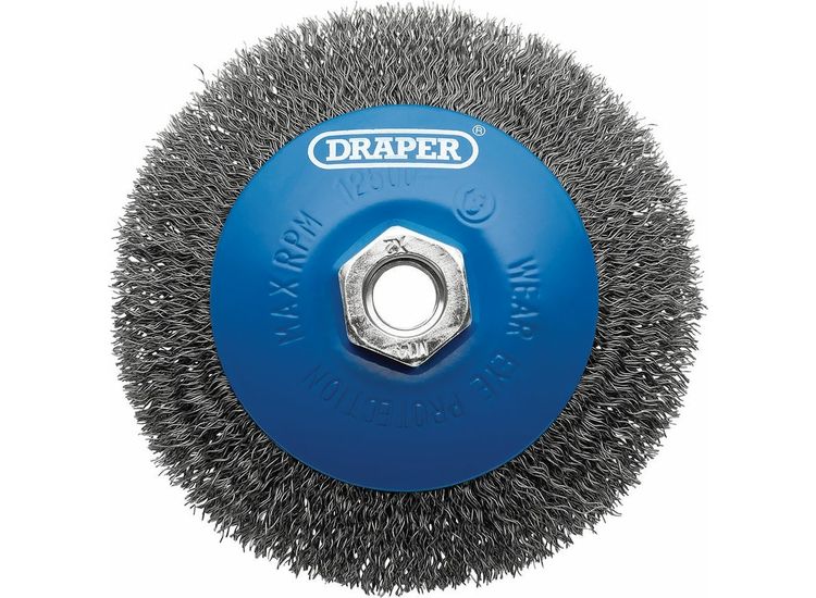 Draper 08065 Steel Bevelled Crimped Wire Wheel Brush, 115mm, M14