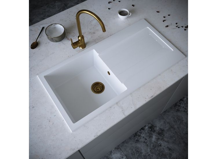Ellsi PDT-000101-65 Comite 1 Bowl Sink &amp; Waste White