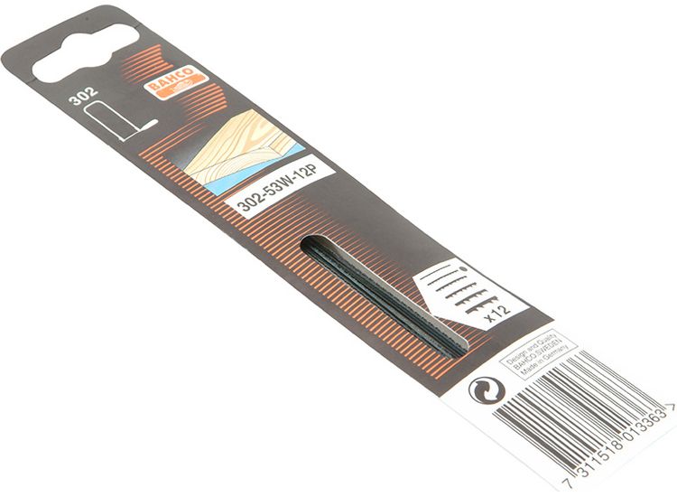 Bahco 302-53W-12P Fret Saw Blades for Wood 130mm (5in) (Pack of 12)