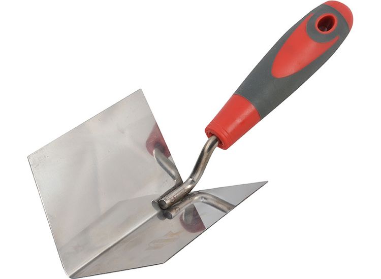 Faithfull Internal Corner Trowel Stainless Steel Soft Grip Handle 4 x 3 x 3in