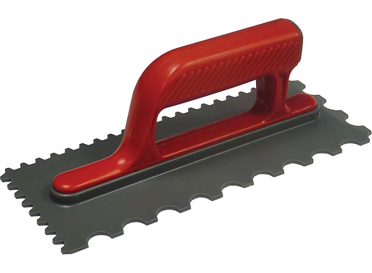 Faithfull Notched Trowel V 4mm &amp; Round 7mm Plastic Handle 11 x 4.1/2in
