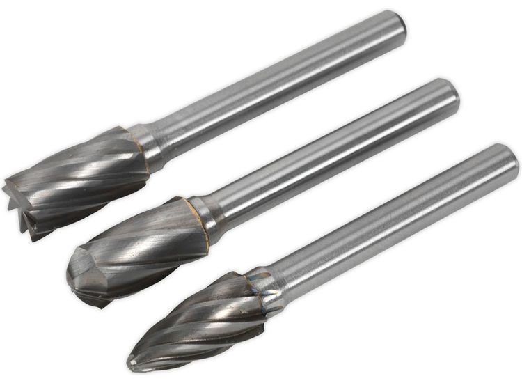 Sealey SDBCK3 Tungsten Carbide Rotary Burr Set 3pc Ripper/Coarse