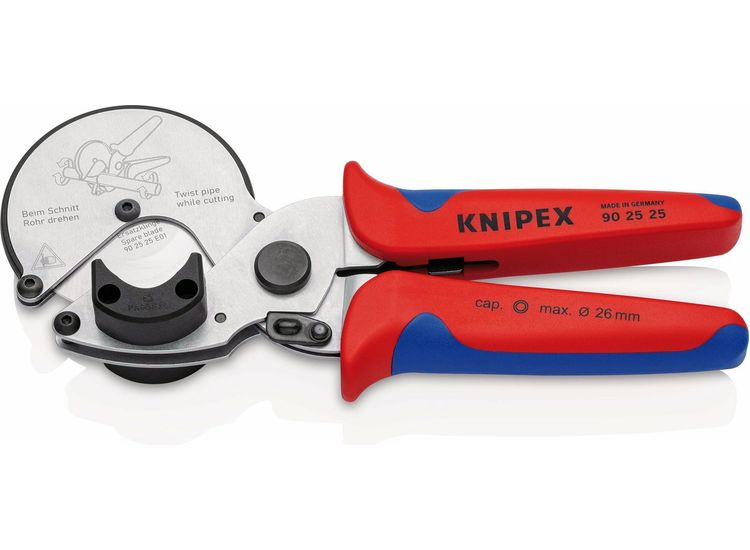 Draper 13165 KNIPEX 90 25 25 Pipe cutter for composite and plastic pipes with multi-component grips 210mm