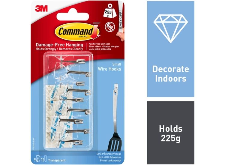 Command™ 7100108968 Clear Wire Hooks With Strips