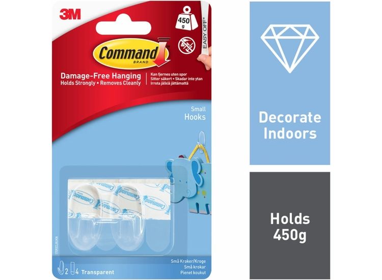 Command™ 7100109457 Small Clear Hooks with Clear Strips