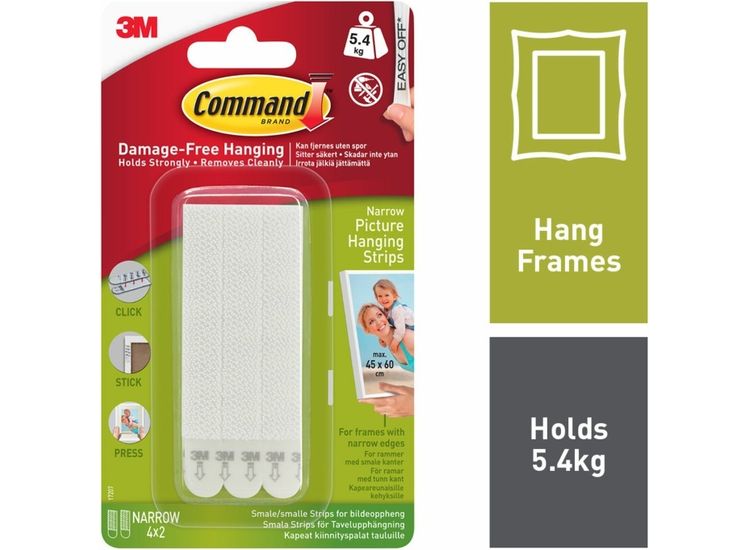Command™ 7100235863 Narrow Picture Hanging Strips
