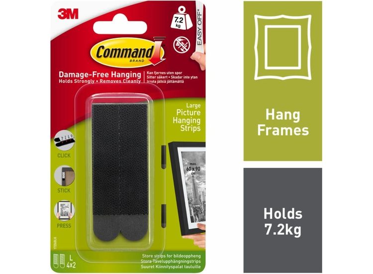 Command™ 7100235894 Large Black Picture Hanging Strips