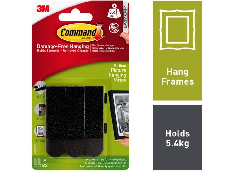 Command™ 7100235896 Medium Black Picture Hanging Strips