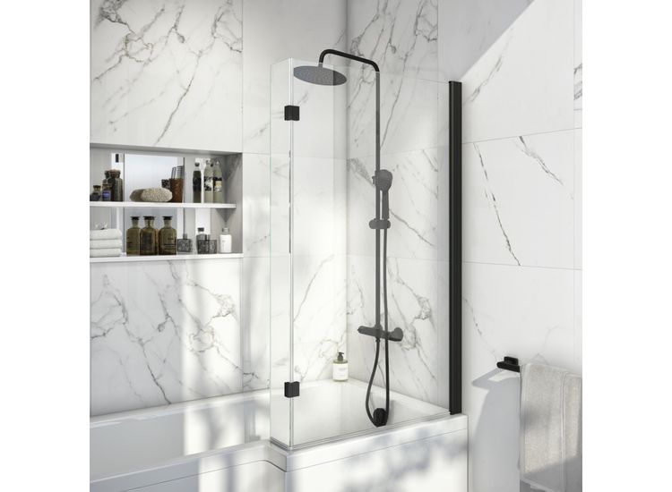 Scudo BLACKSCREEN003 Black L Shaped Bathscreen