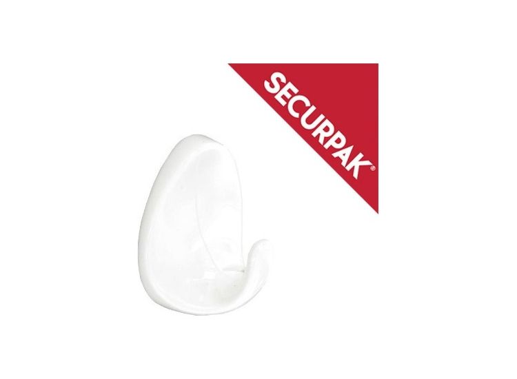 Securpak White Oval Adhesive Hook