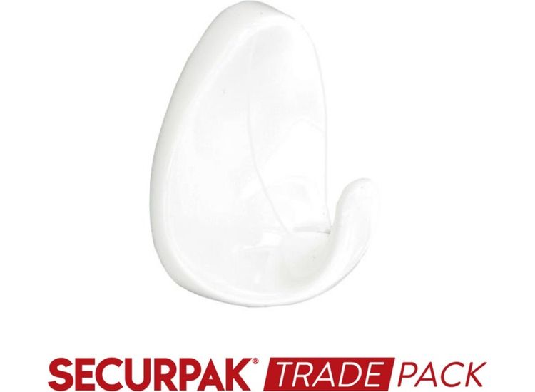 Securpak Trade Pack T10137 Oval Self Adhesive Hook White S