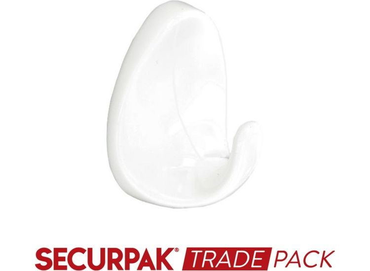 Securpak Trade Pack T10138 Oval Self Adhesive Hook White M