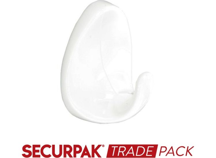 Securpak Trade Pack T10139 Oval Self Adhesive Hook White L