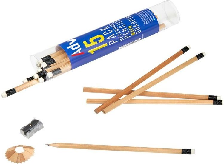Advent Hexagonal HB Pencils &amp; Sharpener (Tub 15)