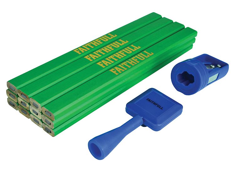 Faithfull Carpenter's Pencil Kit Green / Hard (Pack 12)