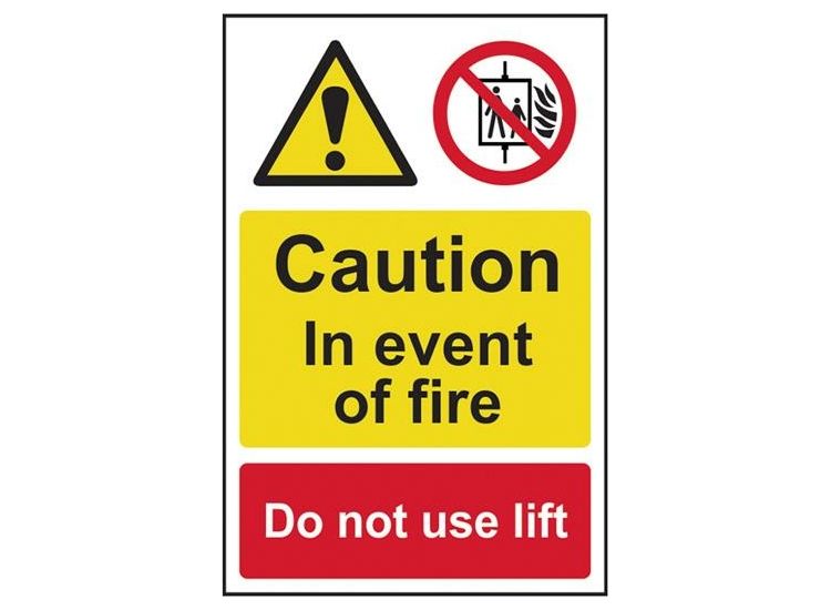 Scan Caution Event of Fire Do Not Use Lift - PVC Sign 200 x 300mm