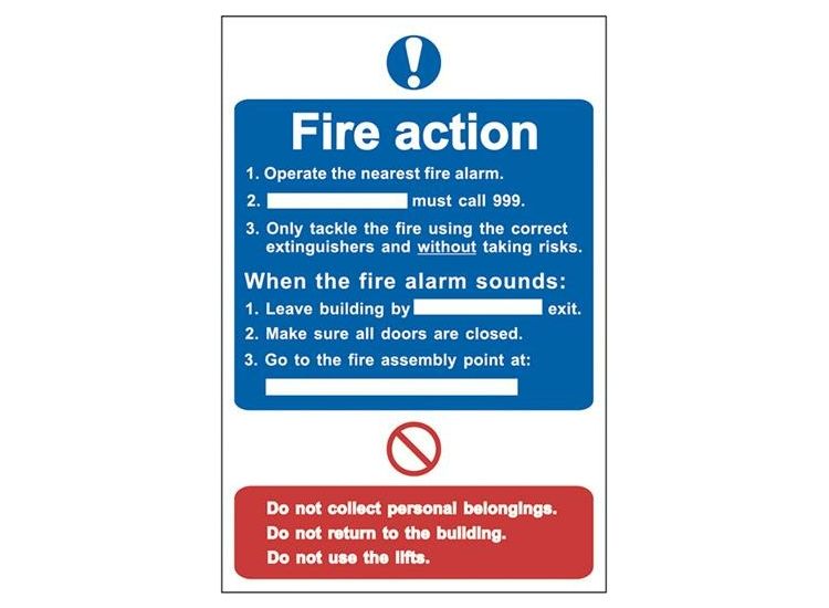 Scan Fire Action Procedure - PVC Sign 200 x 300mm