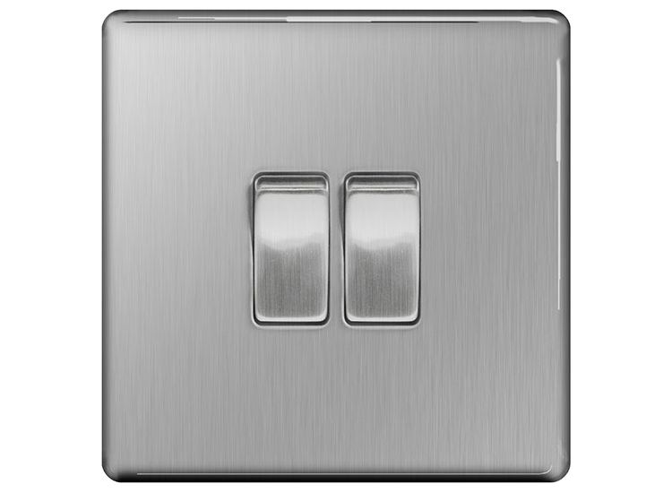 BG FBS42-01 Light Switch 10ax Plate 2 Switch