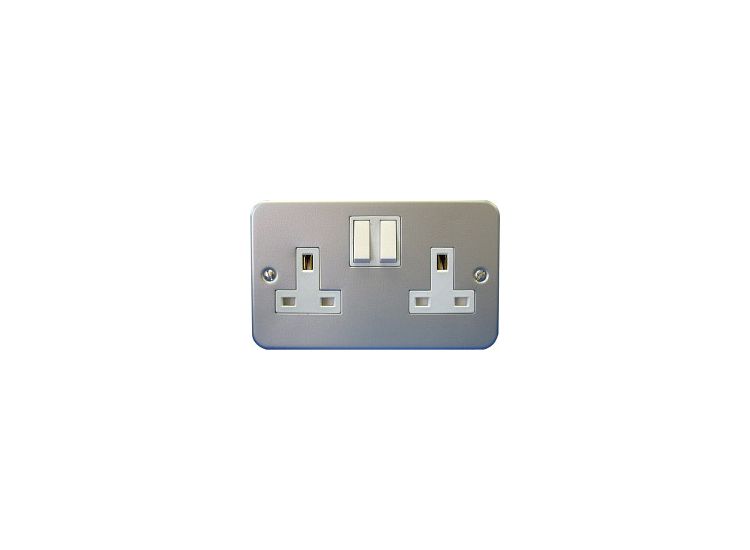 Dencon 4439P 13A, 2 Gang Switch Socket Metal Clad