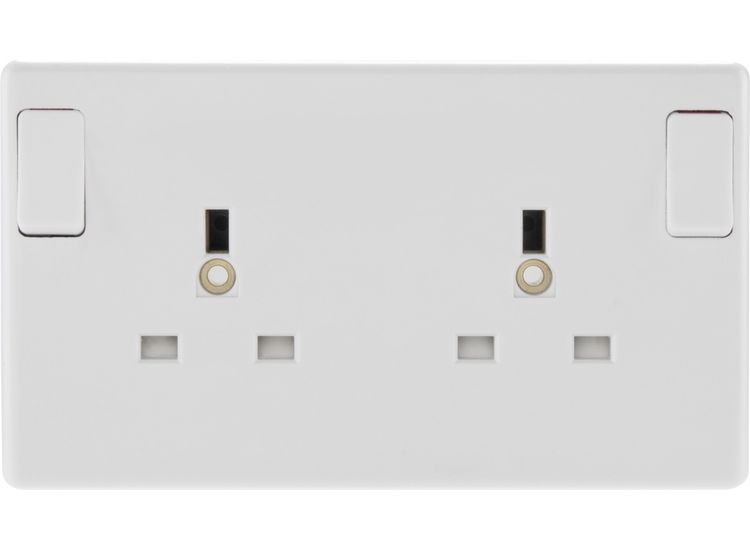 Nexus MWA 822-01 2 Gang White Round Edge Single Pole Switched Socket