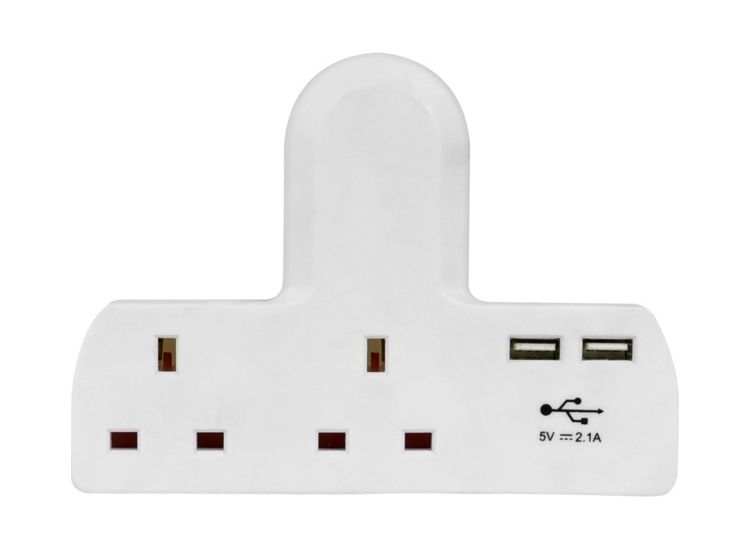 Securlec SL9090 T-Shape 2 Way Adaptor With 2 USBs