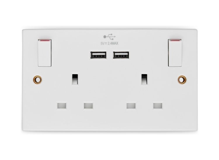 Securlec SL9120 White Two Gang Switched Socket