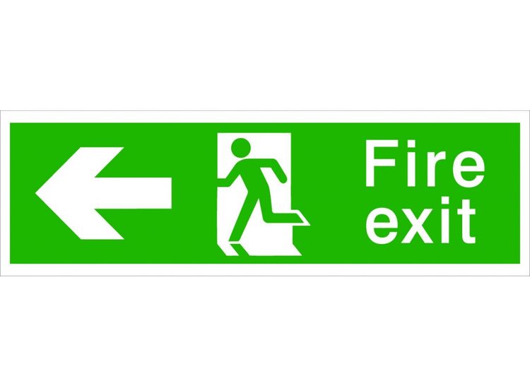 House Nameplate Co PVC13 Fire Exit with Arrow Left