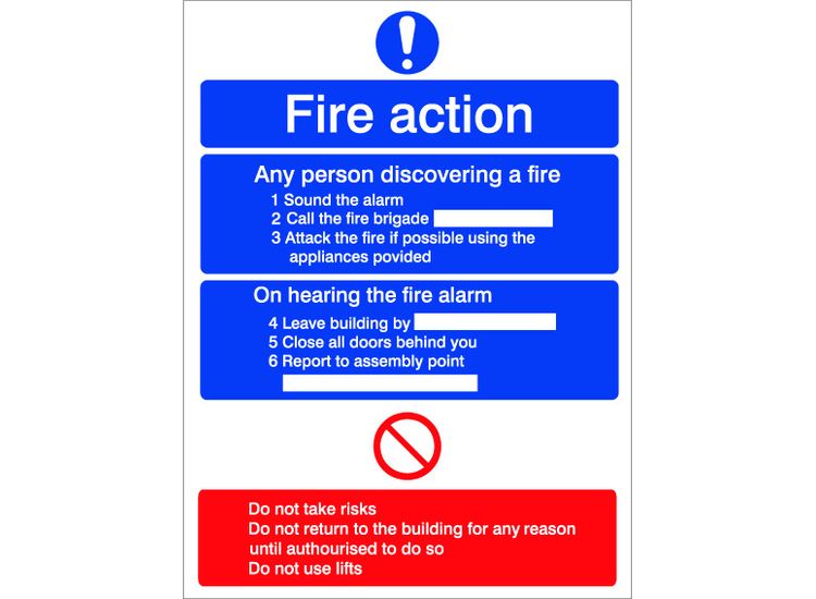 House Nameplate Co PVC21 Fire Action Sign