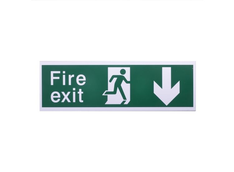 House Nameplate Co PVC9 Fire Exit With Arrow Back