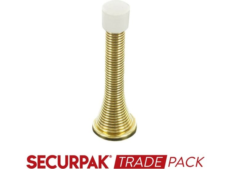 Securpak Trade Pack T10020 Spring Door Stop Brass Plated 75mm