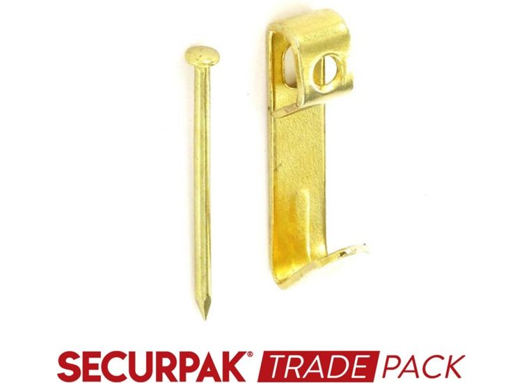 Securpak Trade Pack T10072 Sngl Picture Hooks &amp; Pins Brass Plated No.2