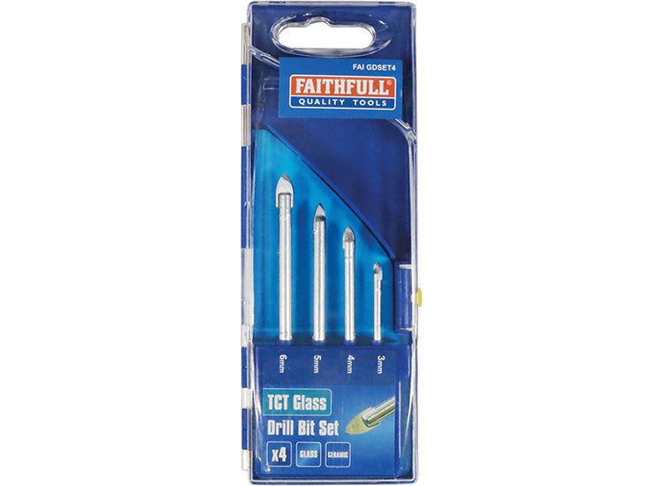 Faithfull Tile &amp; Glass Drill Bit Set of 4 (3-6mm)