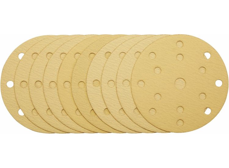 Draper 08473 Gold Sanding Discs with Hook &amp; Loop, 150mm, 120 Grit, 15 Dust Extraction Holes (Pack of 10)