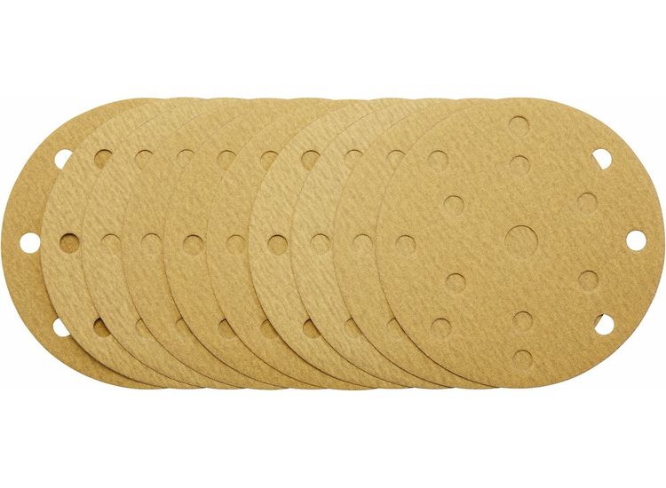 Draper 08475 Gold Sanding Discs with Hook &amp; Loop, 150mm, 180 Grit, 15 Dust Extraction Holes (Pack of 10)
