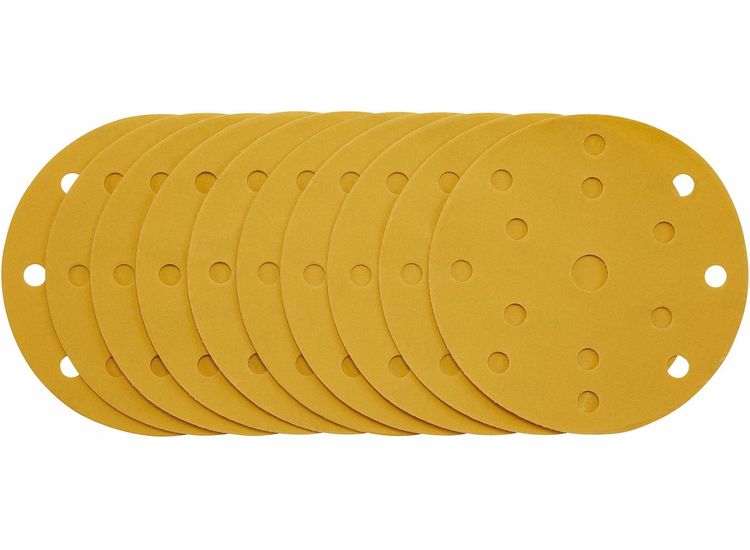 Draper 08478 Gold Sanding Discs with Hook &amp; Loop, 150mm, 400 Grit, 15 Dust Extraction Holes (Pack of 10)