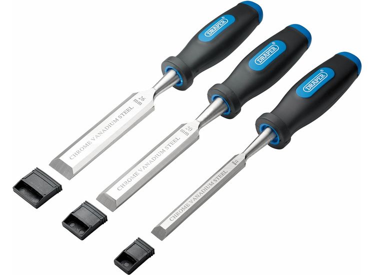 Draper 31306 Soft Grip Bevel Edge Wood Chisel Set (3 Piece)